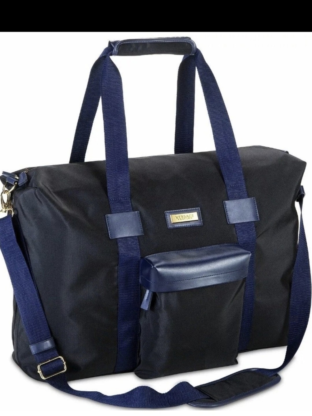 Versace Parfums Navy and Black Travel Weekender Duffle Gym Bag, NWOT.